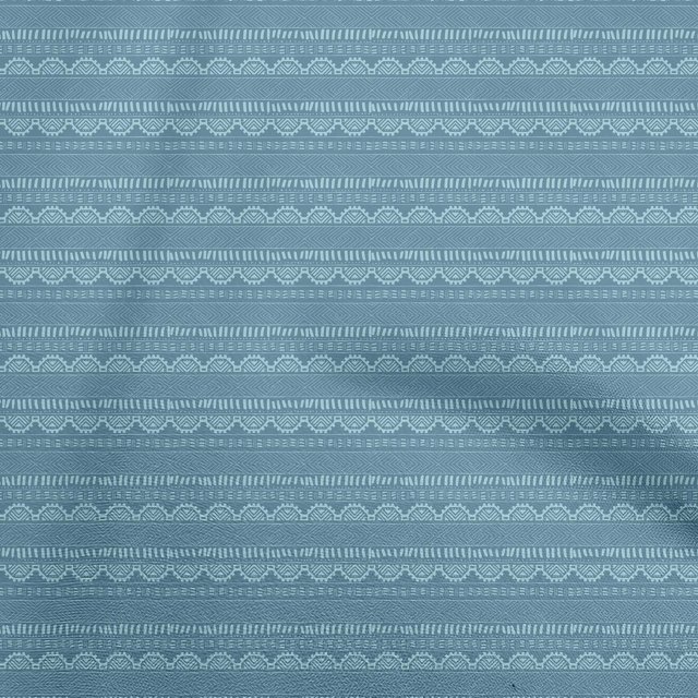oneOone Viscose Chiffon Teal Blue Fabric Geometric Craft Projects Decor Fabric Printed By The Yard 42 Inch Wide