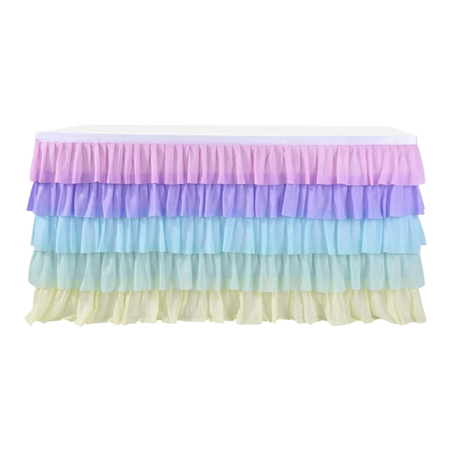 Uscallm Pleated Tablecloth 5-Layer Party Table Cover For Rectangular Round Square Tables Elegant Dining Decor Wedding Reception Banquet Tablecloth
