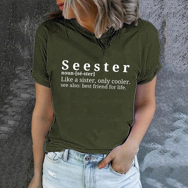 LSLJS Women's Funny Printed Pattern Casual Fashion Soild Color Short Sleeve Tops Blouse