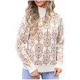 thumbnail image 1 of Rbaofujie Chandails pour Dames Femmes Chandail Tricoté à Rayures Patchwork avec Manches Longues Col Rond Hauts de Chandail Kaki Chandails pour Femmes Automne, 1 of 9