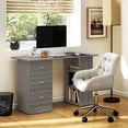 thumbnail image 2 of HOMCOM Computer Desk with 3-Tier Storage Shelves, Home Office Desk, Grey, 2 of 10