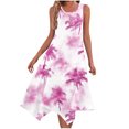 thumbnail image 1 of Ovzne Robes pour Femmes 2025 Robe de Plage Femme Mode Été Plage Imprimé Poches Débardeur Col Rond Sans Manches Débardeur Robes Robe de Printemps Imprimée Liquidation, 1 of 6