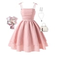 thumbnail image 2 of Robe d'Été 2025 s Couleur Unie Tenue Robe avec Nœud Robes Douce Sans Manches pour Robe Longue Robe Chat Robe de Printemps, 2 of 3