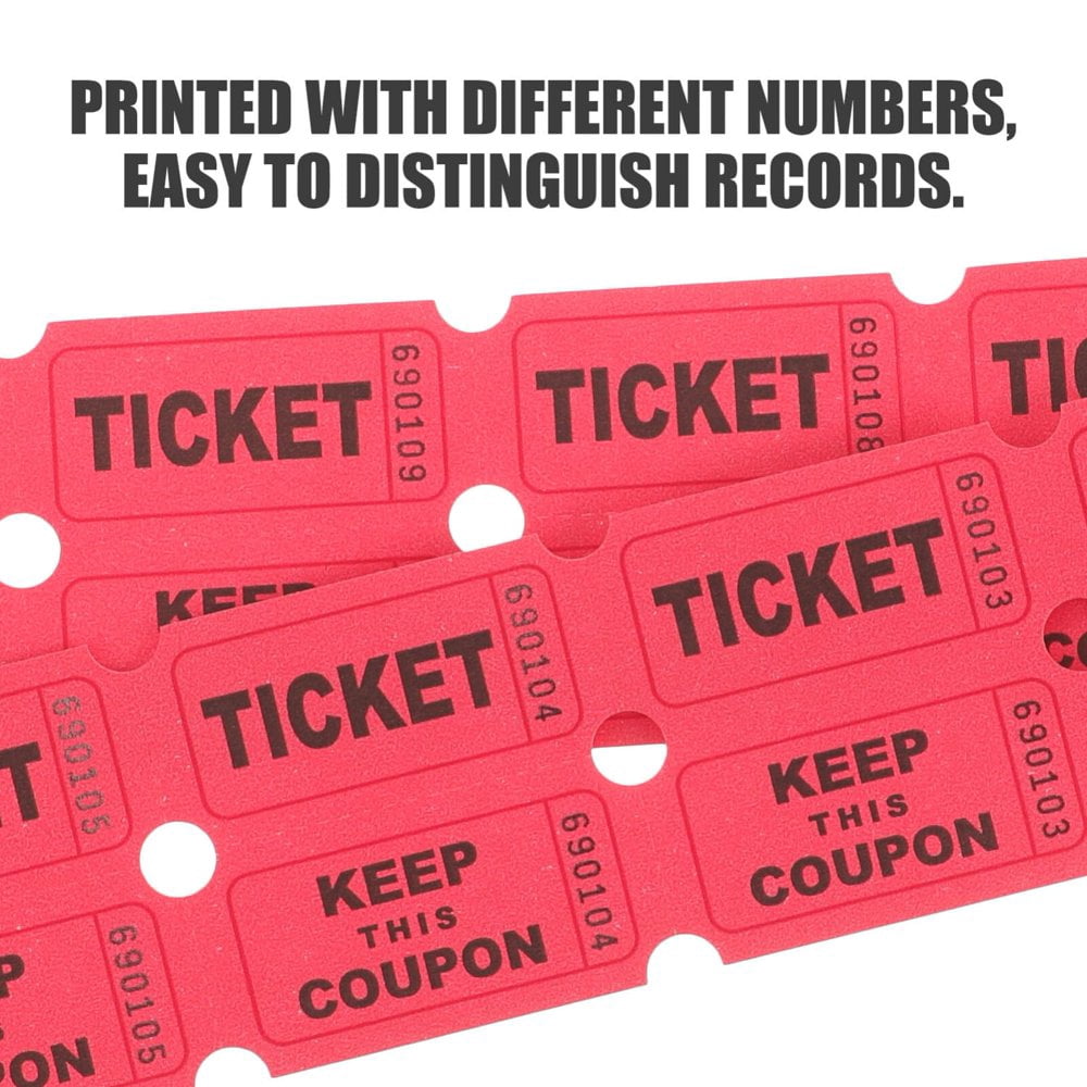 MesaSe 100 Pink Colored Raffle Tickets Double Roll 50/50 Carnival Fair Split The Pot One Hundred Consecutively Numbered Fundraiser Festival Event Party Door Prize Drawing Perforated Stubs