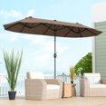 thumbnail image 4 of Gymax Parasol de Patio Double Face de 13 Pi avec Manivelle, Base de Parasol, Verrou de Sécurité, Beige, 4 of 10
