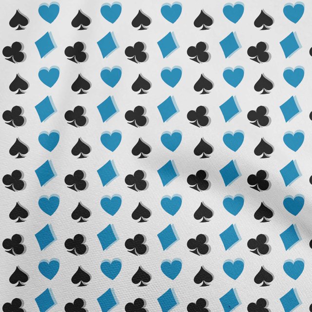 oneOone Cotton Flex Blue Fabric Poker Card Sewing Craft Projects Fabric Prints By Yard 40 Inch Wide