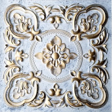Tuile de Plafond en Faux Étain PVC à Insérer, à Coller 2'x2', Arctic Sun, Échantillon
