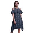 thumbnail image 1 of Bimba Robe Tunique à Épaules Dénudées pour Femme, Imprimée Damassée, Col Rond, Coupe Droite, Fête - Moyen, 1 of 6