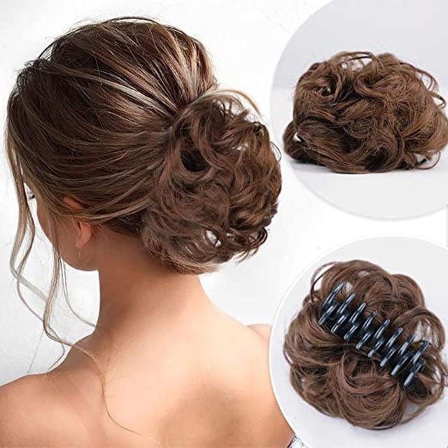PVCS Perruque à Clip Facile Chignon Désordonné Pince à Cheveux Naturelle