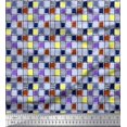 thumbnail image 1 of Soimoi Poly Georgette Fabric Check & Brush Stroke Abstract Fabric Prints by Yard 52 Inch Wide, 1 of 3