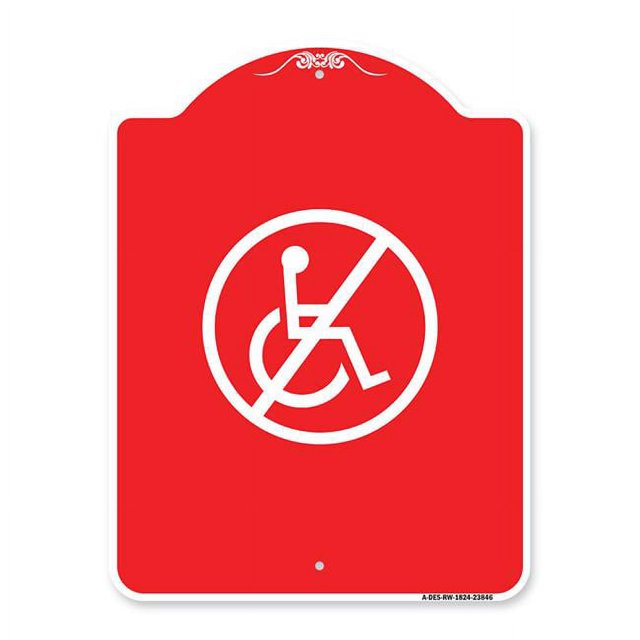 SignMission A-DES-RW-1824-23846 18 x 24 Po Signe de la Série Designer - Symbole Sans Handicap&44; Rouge & Blanc