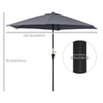 thumbnail image 3 of Outsunny Parasol de Terrasse Rond 8,5 Pi en Aluminium Gris, 3 of 10