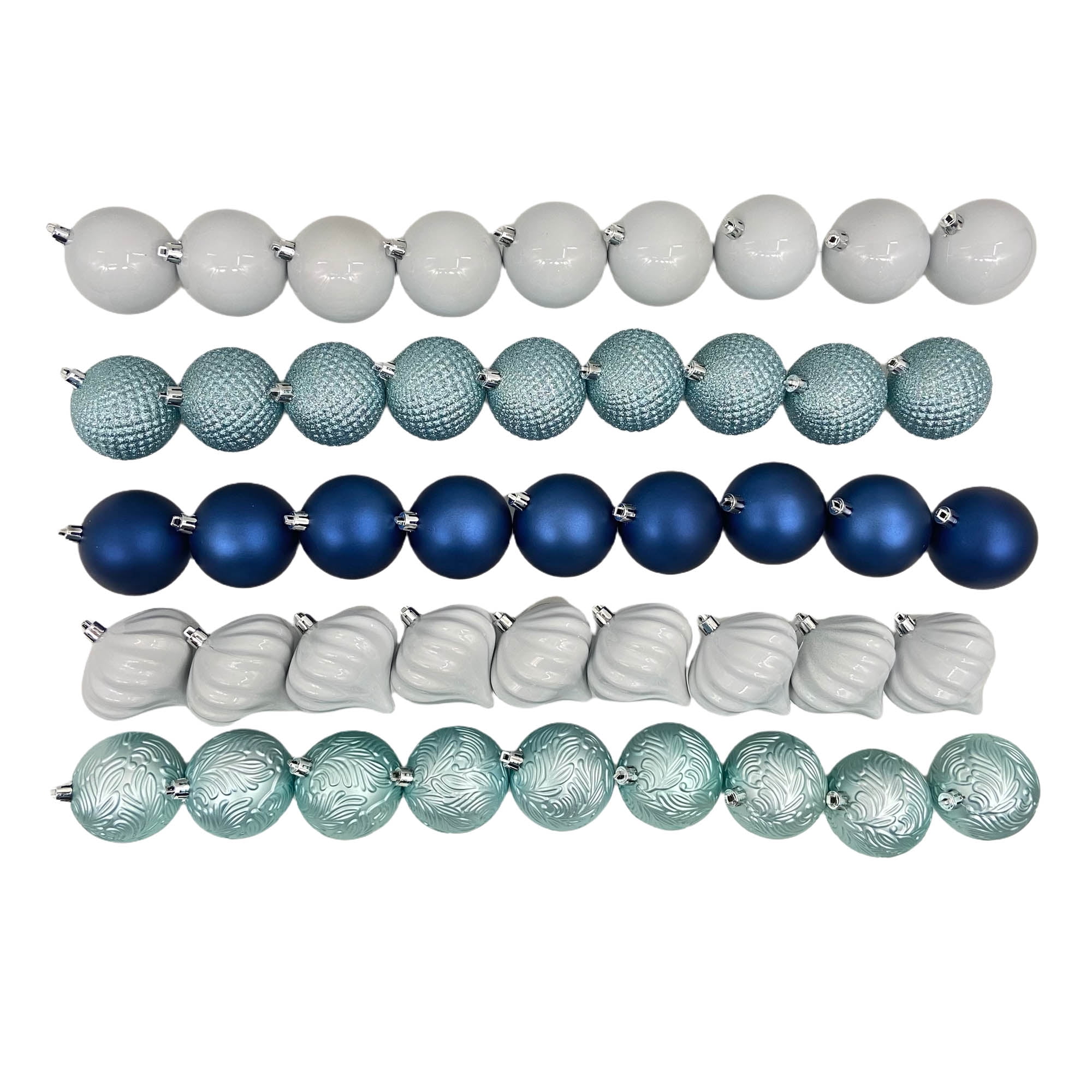 Holiday Time 45 Count Shatterproof Ornaments-Blue/Teal/White