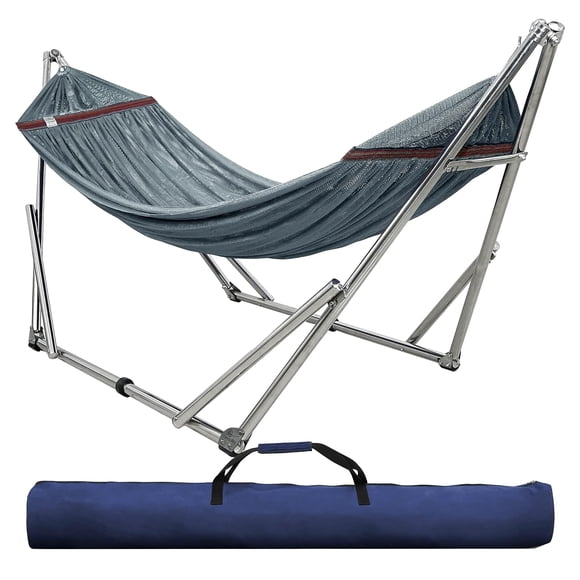 Tranquillo Universal 106" Double Hammock w/Adjustable Stand and Bag, Grey