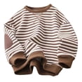 thumbnail image 2 of RXIRUCGD Mode Fille et Garçon Enfants Décontracté Manches Longues Ajouter Épais Hauts Col Rond Manches Longues Rayé Chandail à Capuchon (Marron, Taille : 5 Ans), 2 of 3