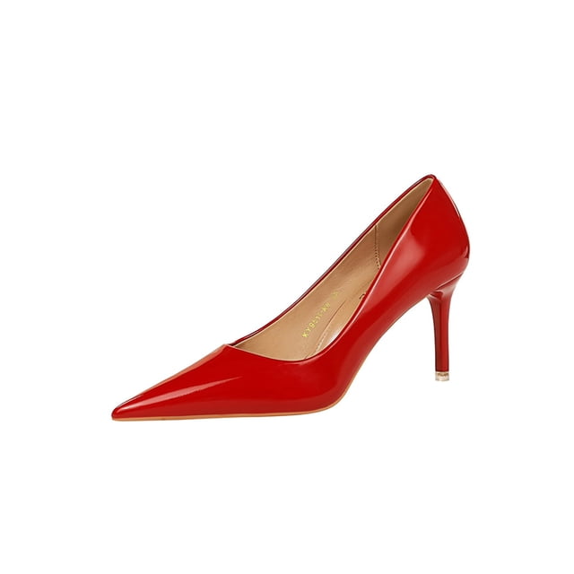 Woobling Escarpins Confort pour Femmes Marche Légers Stilettos Élégants Talons Hauts Rouges 7,5 cm 9