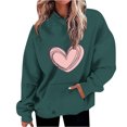 thumbnail image 1 of Plebaso Sweat à Capuche Imprimé Cœur pour Femmes, Manches Longues, Pull Ample avec Poches, 1 of 5