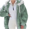 thumbnail image 1 of CEHVOM Manteau à Capuche à Fermeture à Glissière en Peluche Ample et Chaud d'Hiver pour Femmes Grande Taille, 1 of 5