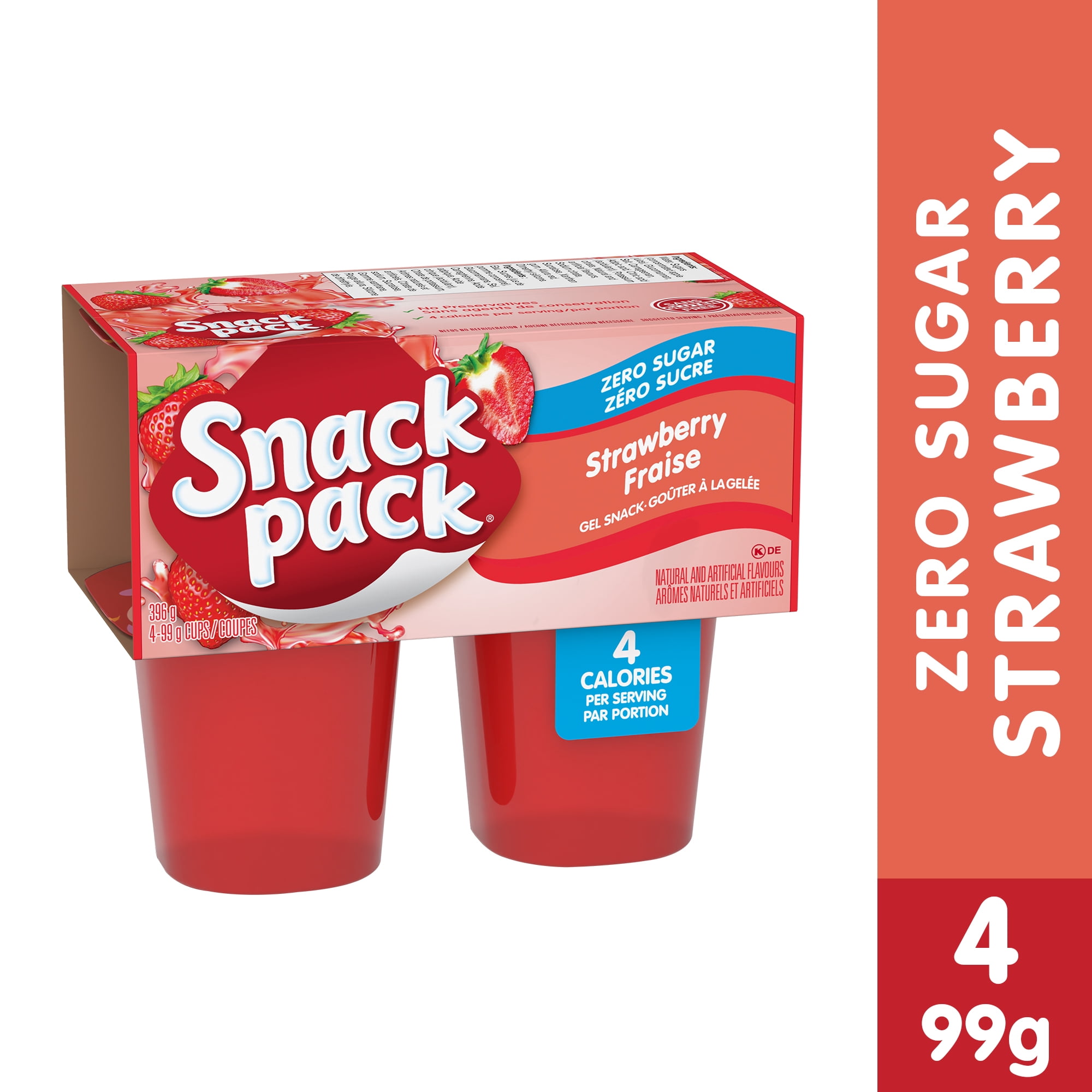 Snack Pack® Juicy Gels® Teneur Réduite en Sucre Fraise Coupes de Jus de Fruits