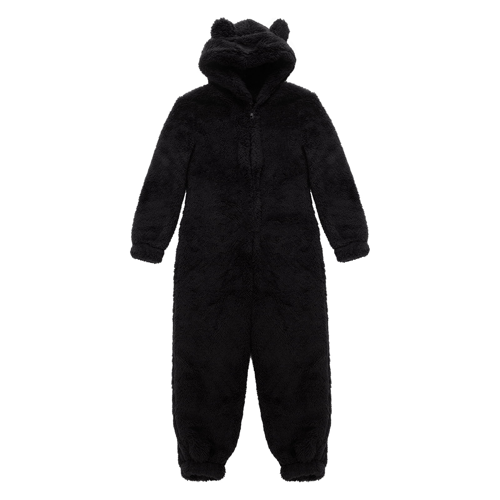 Solid Color Parent-Child Suit, Long Sleeve Family Pajamas Set, Round Neck Zipper Hoodie