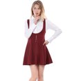 thumbnail image 2 of INSPIRE CHIC Women's Christmas Costume Overall Pinafore Dress Button Decor Flared Suspender Skirt Red XS, 2 of 6