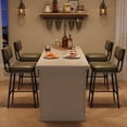 thumbnail image 4 of Bar Stools Set of 2, 26" Faux Leather Counter Height Bar Stool with Back, Metal Legs, Modern Upholstered Barstool Chairs for Island, Counter Bar, Kitchen, Rustic Green, 4 of 6