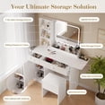 thumbnail image 1 of GloryStar Vanity Desk with Mirror and Lights, Makeup Vanity Power Outlets Makeup Table with Drawers & Cabinet, Storage Stool, Dressing Table for Bedroom, 1 of 8