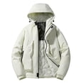 thumbnail image 3 of Sentmoon Fall Jackets Mens Winter Coats Practical Gifts Men Women Unisex Solid-Color Thickened Pocket Zipper Graphene Lining Couples Jacket Warm Three-Proof Windbreaker Long-Sleeved Hooded Parkas, 3 of 8