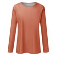 thumbnail image 4 of Timegard Womens Tops Long Sleeve Round Neck Solid Color Basic Tee Fall Casual Comfy Loose Tops Blouse, 4 of 5