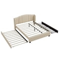 thumbnail image 4 of Noble House Upholstered Platform Bed with Wingback Headboard,Queen Size,Beige, 4 of 10