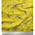 thumbnail image 1 of Soimoi Yellow Velvet Fabric Stripe & Mosquito Insects Print Fabric by the Yard 58 Inch Wide, 1 of 1
