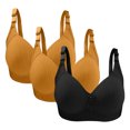 thumbnail image 2 of Bras for Women, 3PC Womans Large Size Solid Color Without Steel Ring Gathering Comfortable Bras Daily Bra, 2 of 2