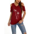 thumbnail image 3 of Innerwin T-shirt à Manches Courtes pour Femme T-shirt de Travail Imprimé Pissenlit T-shirt Ample Rouge Vin TTG, 3 of 4