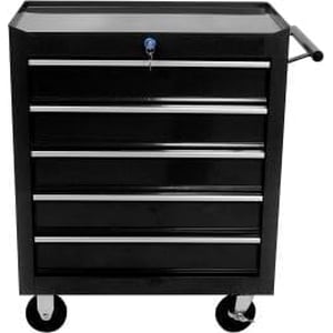 5-Drawer Poitrine à outils roulante avec système de verrouillage, Boîte à outils portable avec roues, Armoire de rangement sécurisée pour l'entrepôt