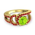 thumbnail image 3 of 2.50 Ct Forme Ronde Péridot & Rubis Rouge Belle Bague de Fiançailles pour Fiancée Solide 14K Or Jaune Taille 6.5 par Diamond-Capitals, 3 of 8