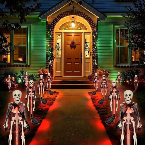 RRJ Halloween Lumières, Lumières de Jardin Extérieures à Énergie Solaire, Piquets de Sol Étanches pour Décoration de Patio, Cour, Allée et Fête