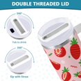 thumbnail image 2 of Gobelet de 30 oz avec Poignée, Couvercle et Paille, Gobelet d'Eau Isolé, Tasse d'Eau en Acier Inoxydable, Tasse Bouteille Réutilisable, Compatible avec Porte-Gobelet, Fraise Rouge, 2 of 6