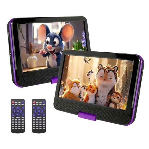 BOIFUN 12.5" Portable DVD Player with 10.5" Swivel HD Screen for Car and Kids, 5h Rechargeable Battery, Support Multiple Disc Formats/Sync TV,2Pack