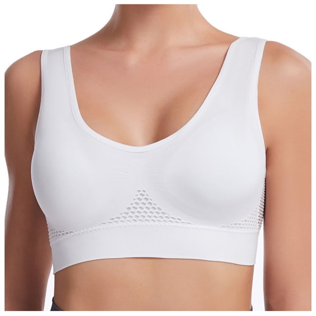 Women Bralette Padded Bra Feature V-Neck Training Bra Style W-1248 White M