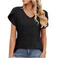 thumbnail image 4 of Birdeem Fashion Womens Casual Solid Color V Neck Short Sleeve Tops Loose Blouses, 4 of 9