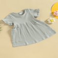 thumbnail image 3 of Girl Short Sleeve  Neck Solid Pockets Princess A-Lined Dress, 3 of 8