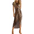 thumbnail image 1 of CEHVOM Fashion Women Leopard Printing Irregular Midi Dress, 1 of 5