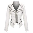 thumbnail image 1 of LOVZFMLL Vestes pour Femmes en Cuir à Manches Longues Veste Courte à Revers Veste Veste, 1 of 3