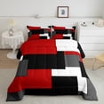 thumbnail image 2 of Erosebridal Modern Abstract Comforter Sets, Square Geometric Comforters & Duvets, Black Red Reversible Bedding Comforter Set, Lightweight Bedroom Decor, 2 Pieces, 2 of 8