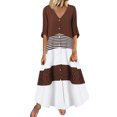 thumbnail image 1 of Pompotops Summer New Women's V-neck Single-Breasted Ruffled Leopard Print Casual Dress, 1 of 7
