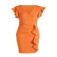 thumbnail image 4 of MesaSe Femmes d'Été Près du Cou Manches Robe V Swing Robe avec Poches Couleur Unie une Seule Pièce, 4 of 9