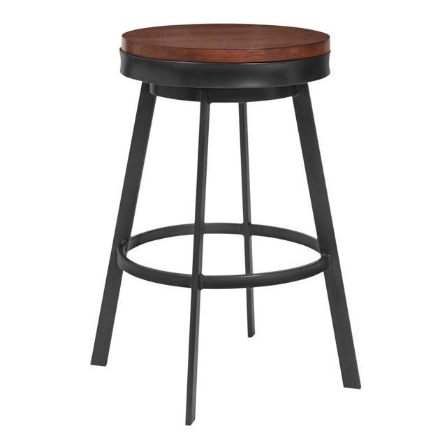 Topeka 30" Barstool in Mineral Finish and Walnut Wood Seat