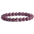 thumbnail image 1 of Bracelet Extensible Unisexe en Perles Rondes de 8 mm en Lépidolite Naturelle au Lithium Mica, 1 of 3