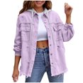 thumbnail image 1 of RXMEKW Womens Shirts Casual, Solid Color Denim Jacket with Detachable Hood, 1 of 9