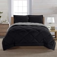 thumbnail image 2 of Reversible 3-Piece Comforter Set with Matching Shams, Two Colors in One for Ultimate Versatility and Style, King/California King, Black/Gray, 2 of 5